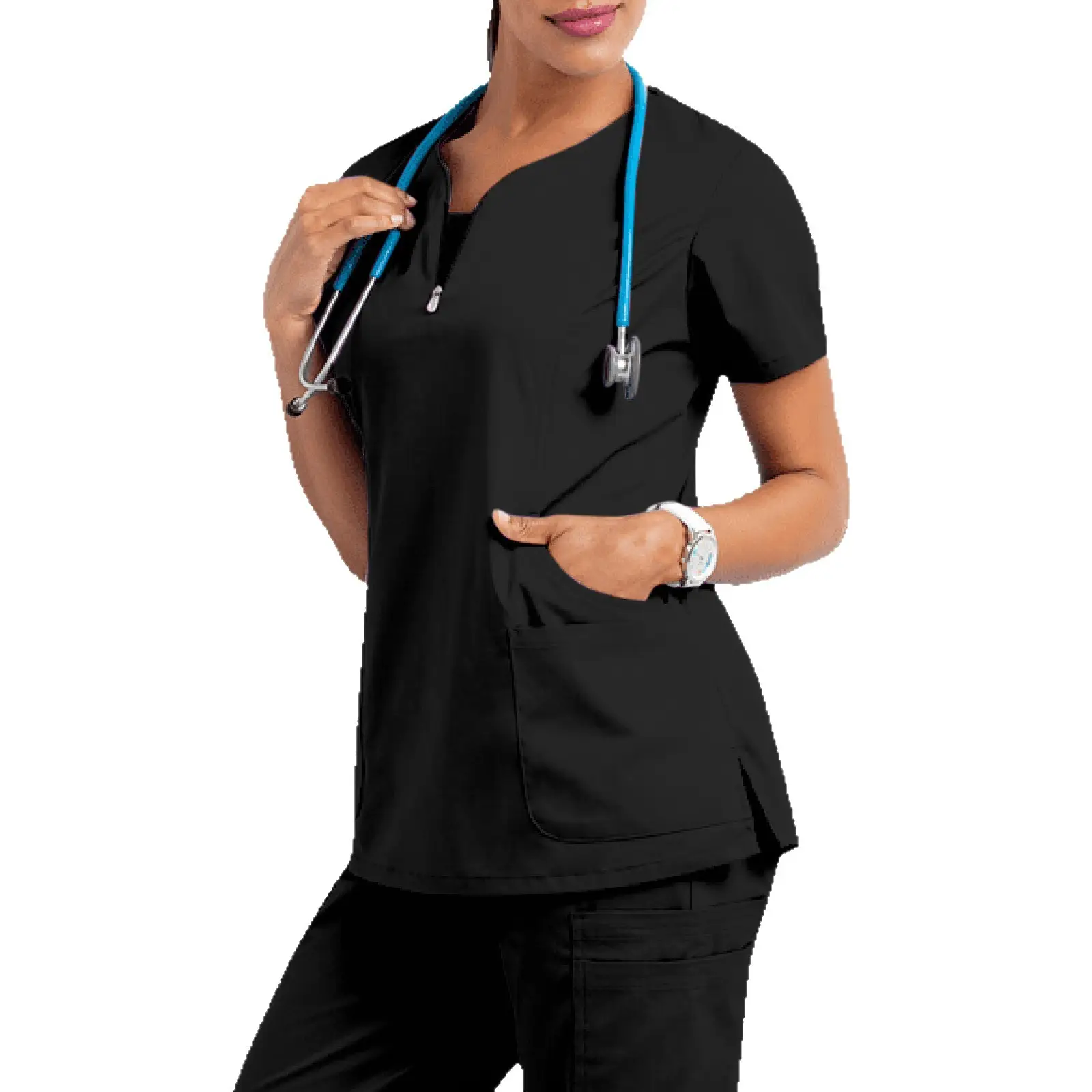 Women's Aqua Short Sleeve T Shirt Work Top Nurse Surgical - Image 22