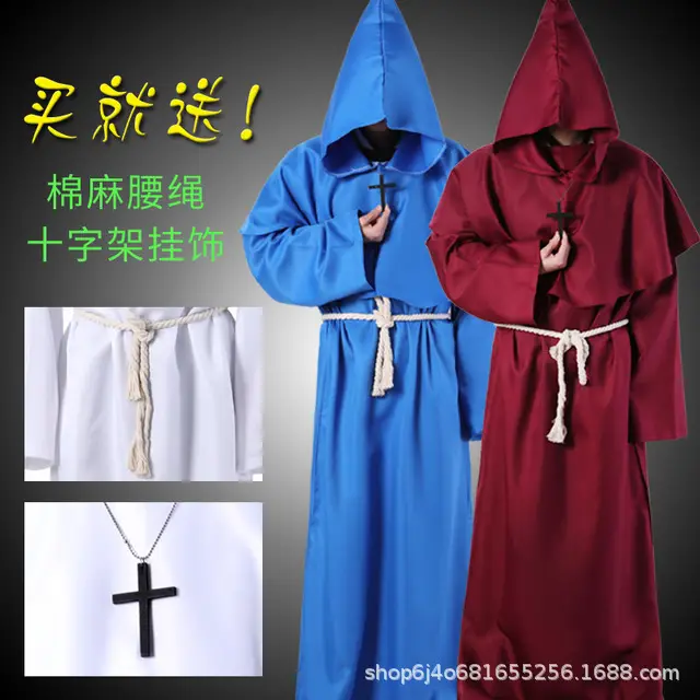 Medieval White Monk Costume Wizard Priest Cosplay - Image 9