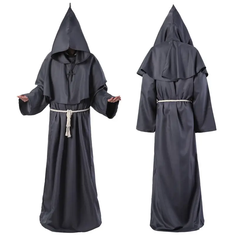 Medieval White Monk Costume Wizard Priest Cosplay - Image 3