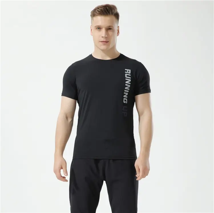 Men Running Black Running T-Shirt 8088 - Image 6