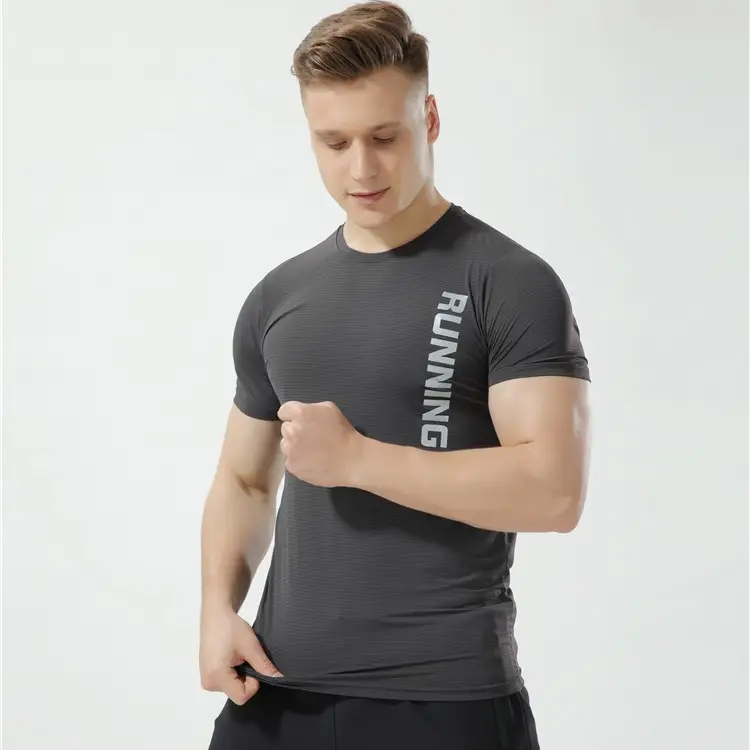 Men Running Black Running T-Shirt 8088 - Image 7