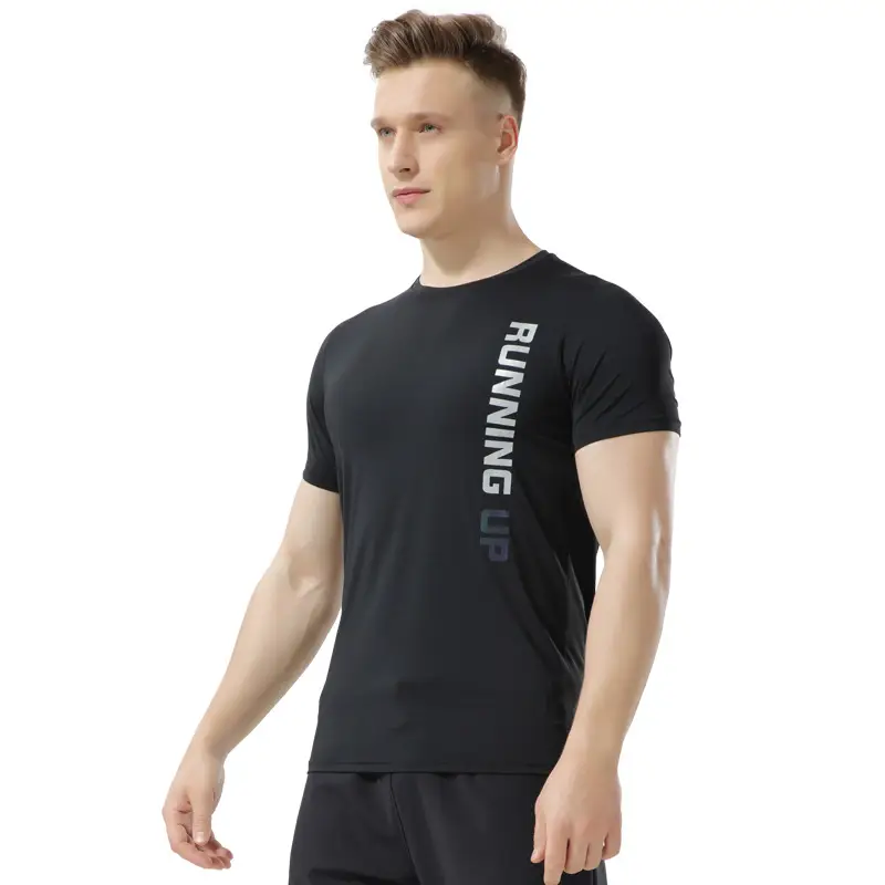Men Running Black Running T-Shirt 8088 - Image 9