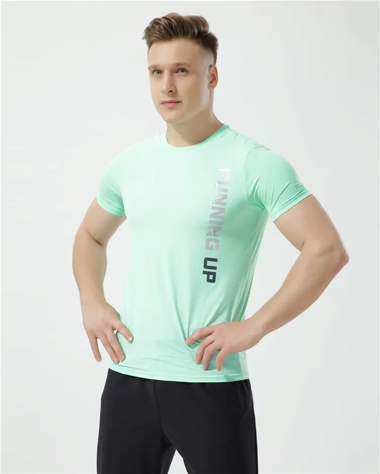 Men Running Black Running T-Shirt 8088 - Image 3
