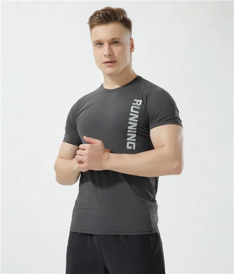 Men Running Black Running T-Shirt 8088 - Image 4