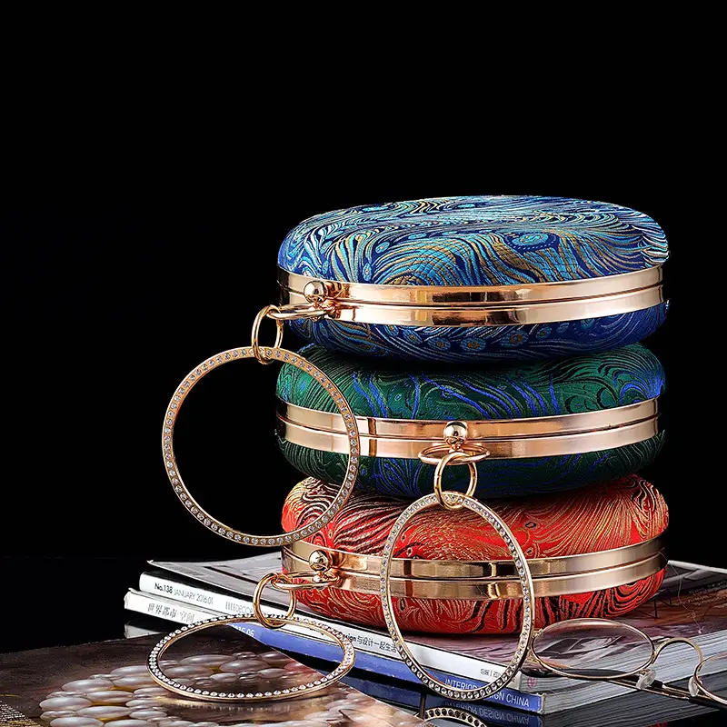 Chinese Peacock Feather Cheongsam Bag Set for Women