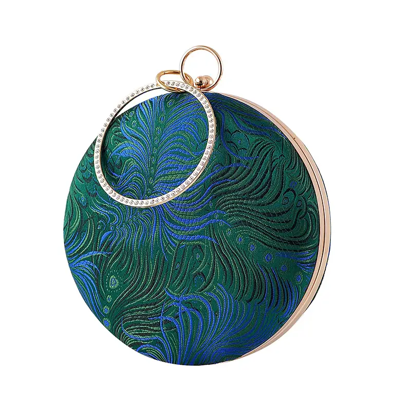 Chinese Peacock Feather Cheongsam Bag Set for Women