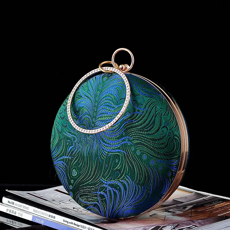 Chinese Peacock Feather Cheongsam Bag Set for Women