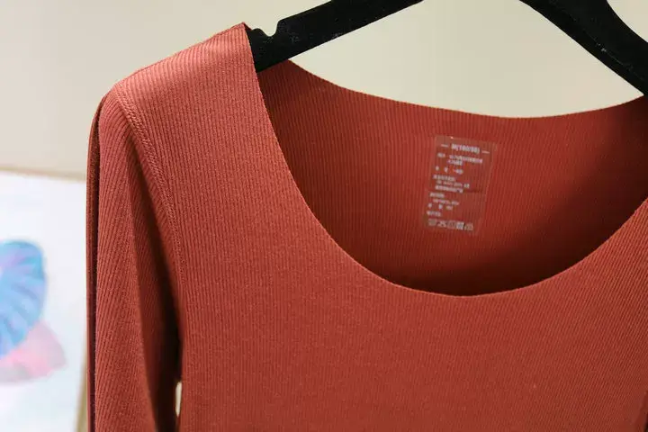 Women Long Sleeve Beige T-Shirt Round Neck Slim Fit — feature 23