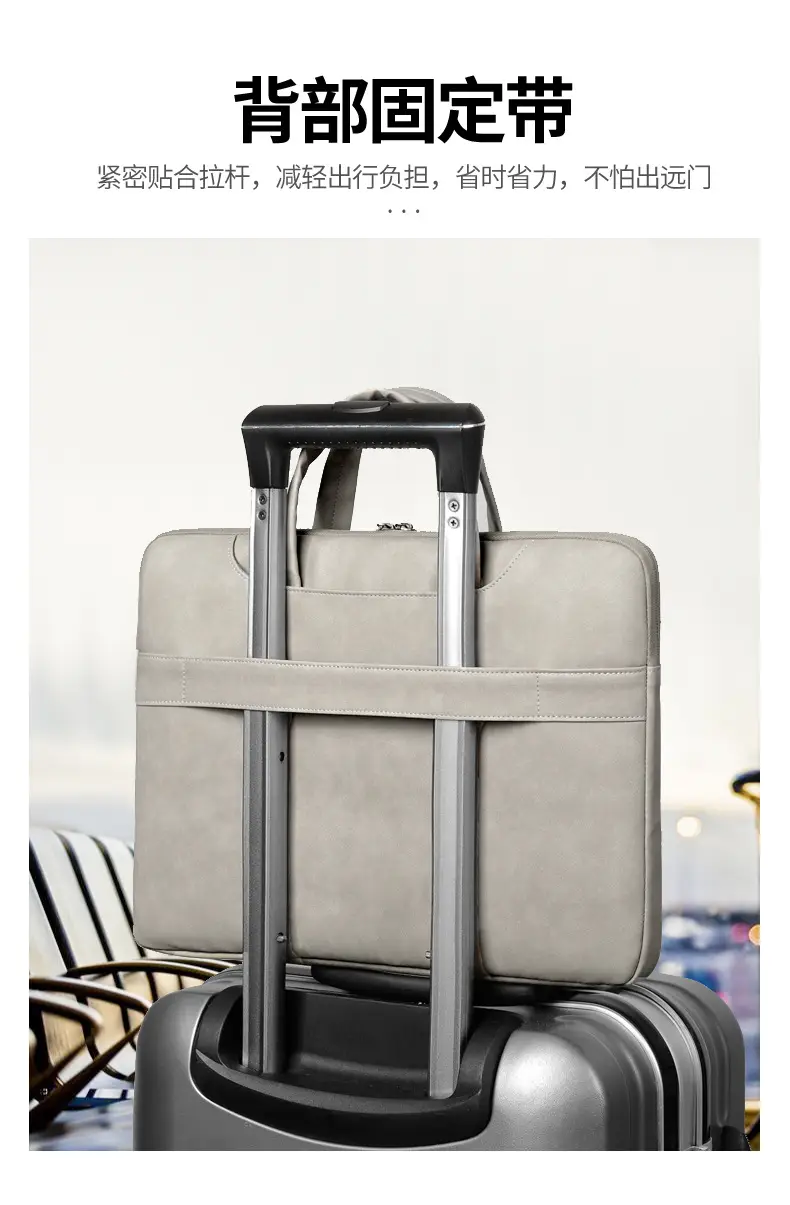 Grey PU Leather Laptop Bag Women Tablet iPad Protective Bag Lightweight Shoulder Bag — feature 14