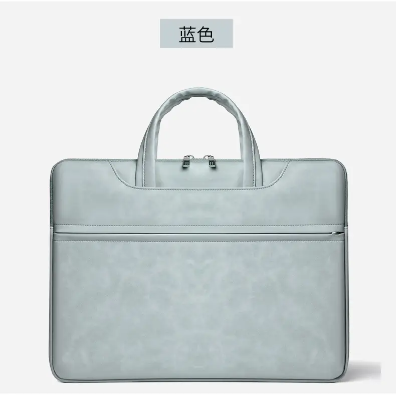 Grey PU Leather Laptop Bag Women Tablet iPad Protective Bag Lightweight Shoulder Bag — feature 21
