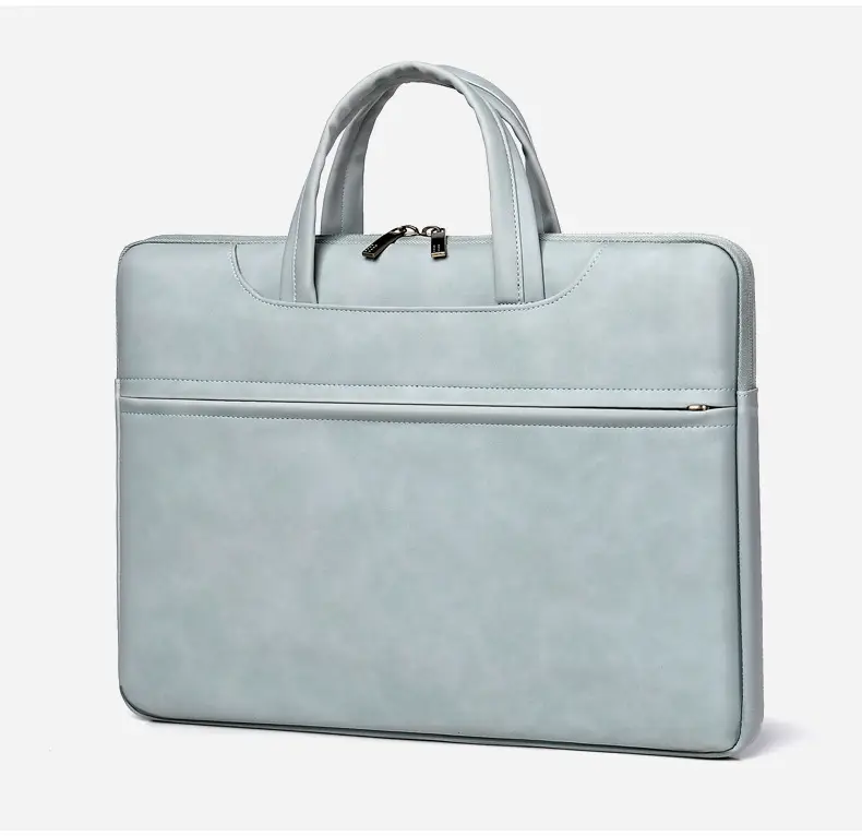 Grey PU Leather Laptop Bag Women Tablet iPad Protective Bag Lightweight Shoulder Bag — feature 22