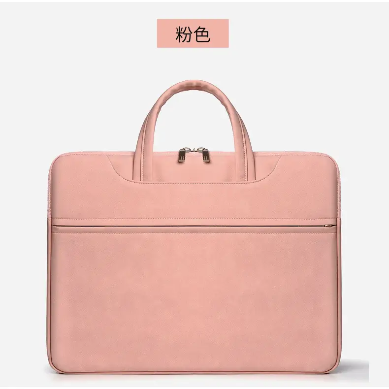 Grey PU Leather Laptop Bag Women Tablet iPad Protective Bag Lightweight Shoulder Bag — feature 23