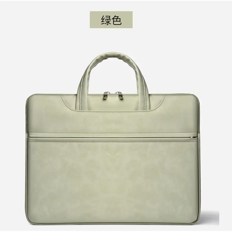 Grey PU Leather Laptop Bag Women Tablet iPad Protective Bag Lightweight Shoulder Bag — feature 25