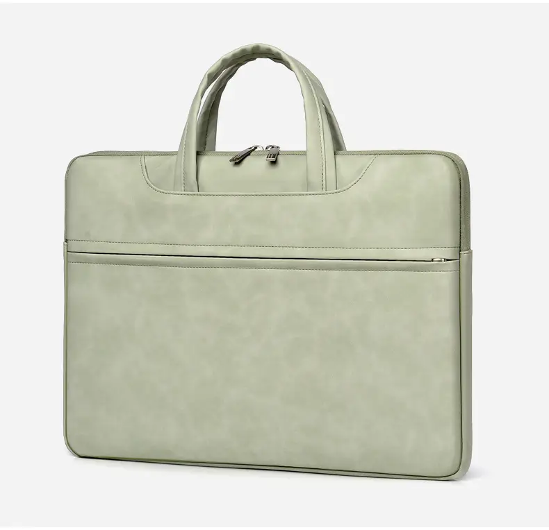 Grey PU Leather Laptop Bag Women Tablet iPad Protective Bag Lightweight Shoulder Bag — feature 26