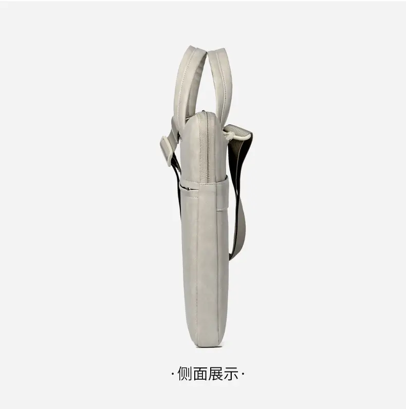 Grey PU Leather Laptop Bag Women Tablet iPad Protective Bag Lightweight Shoulder Bag — feature 33