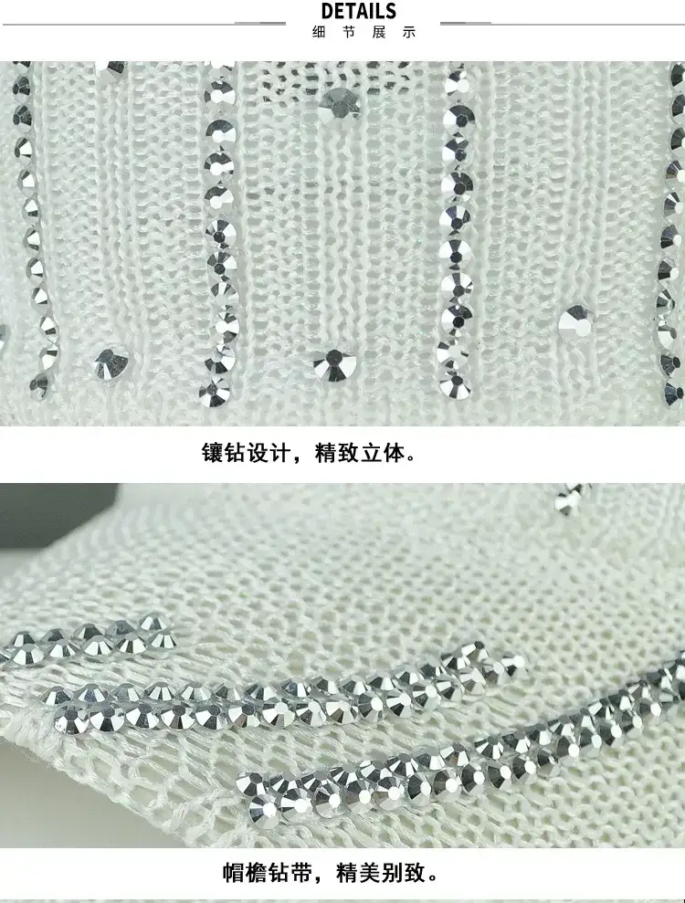 Women Korean Style Mesh Baseball Cap with Rhinestones — feature 10