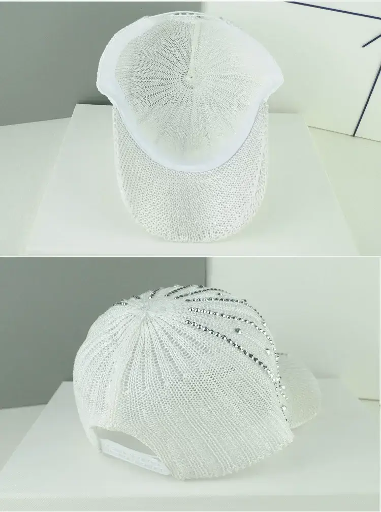 Women Korean Style Mesh Baseball Cap with Rhinestones — feature 7