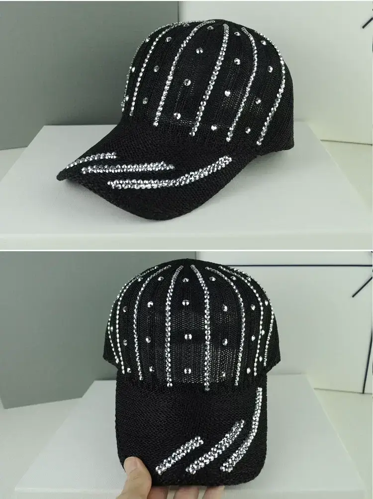 Women Korean Style Mesh Baseball Cap with Rhinestones — feature 8