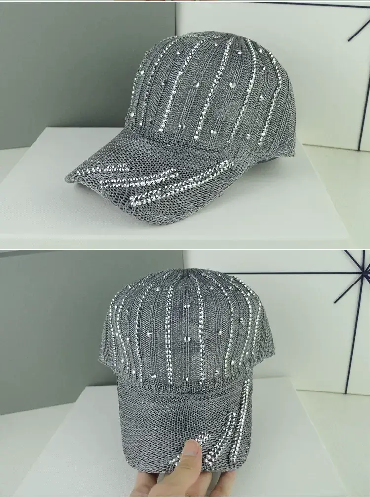 Women Korean Style Mesh Baseball Cap with Rhinestones — feature 9