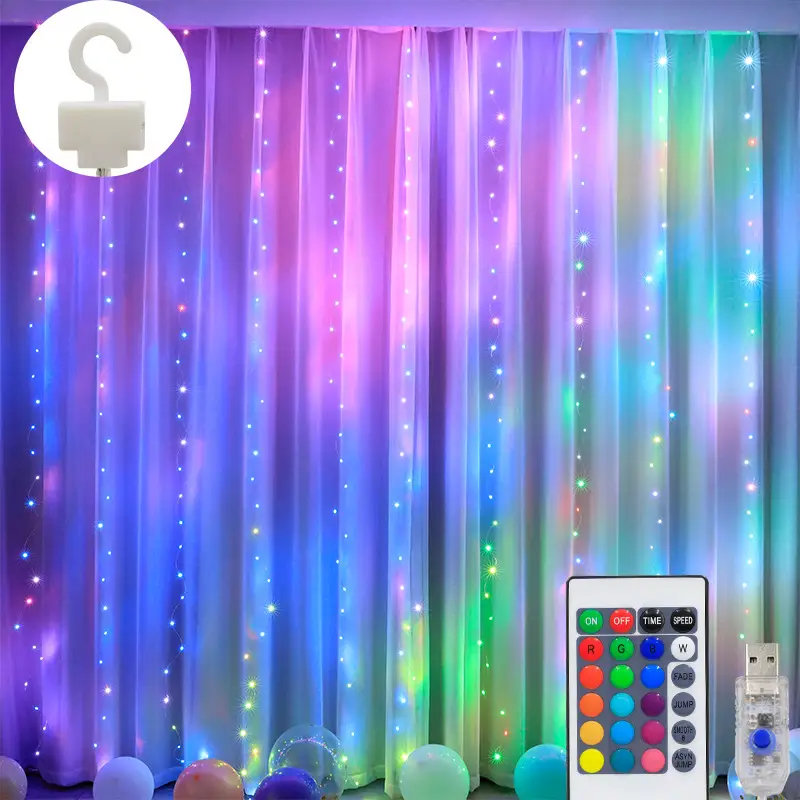 USB Color-Changing Curtain Lights 16-Color Remote Control - Image 2