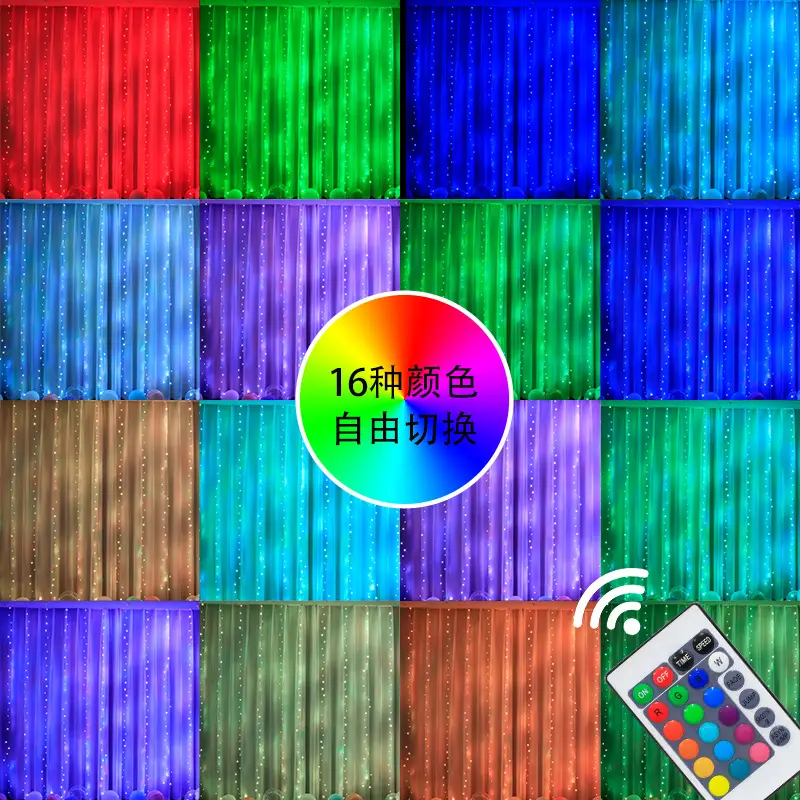 USB Color-Changing Curtain Lights 16-Color Remote Control - Image 4