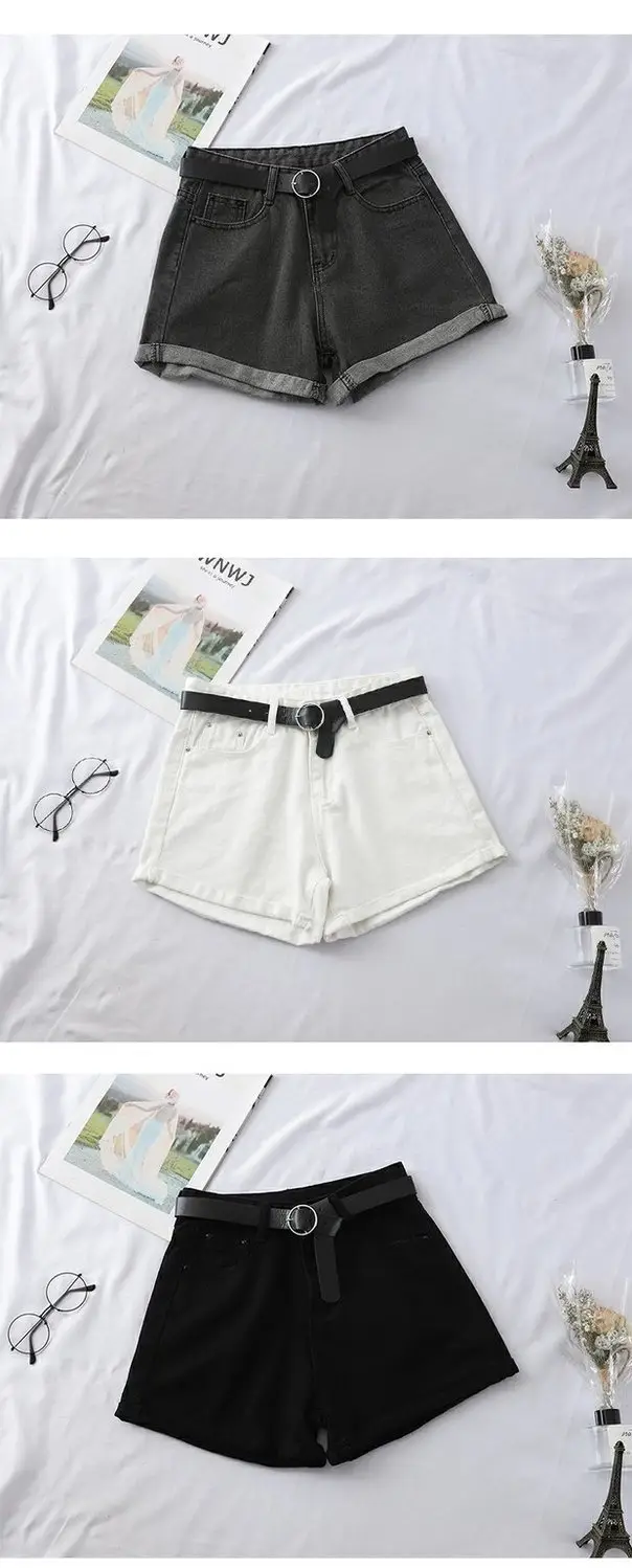 Women Denim Shorts High Waist Curled Summer Style — feature 6