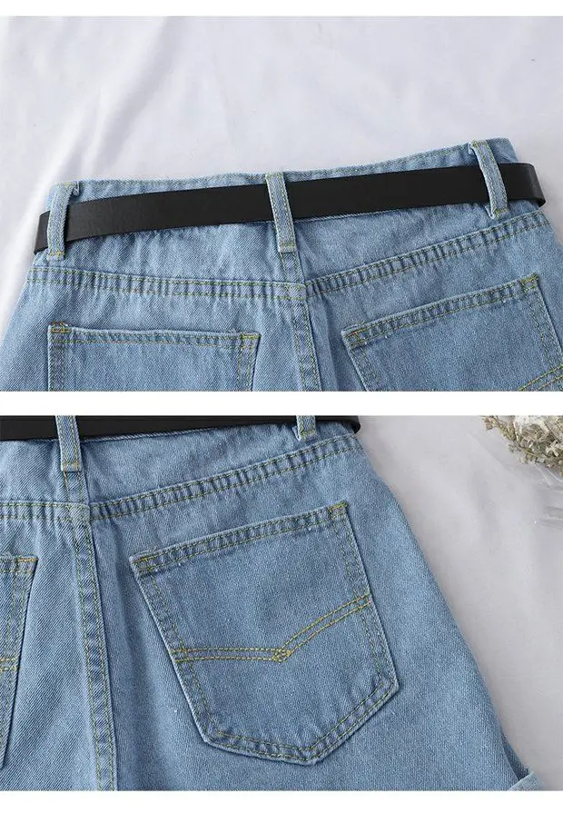 Women Denim Shorts High Waist Curled Summer Style — feature 9