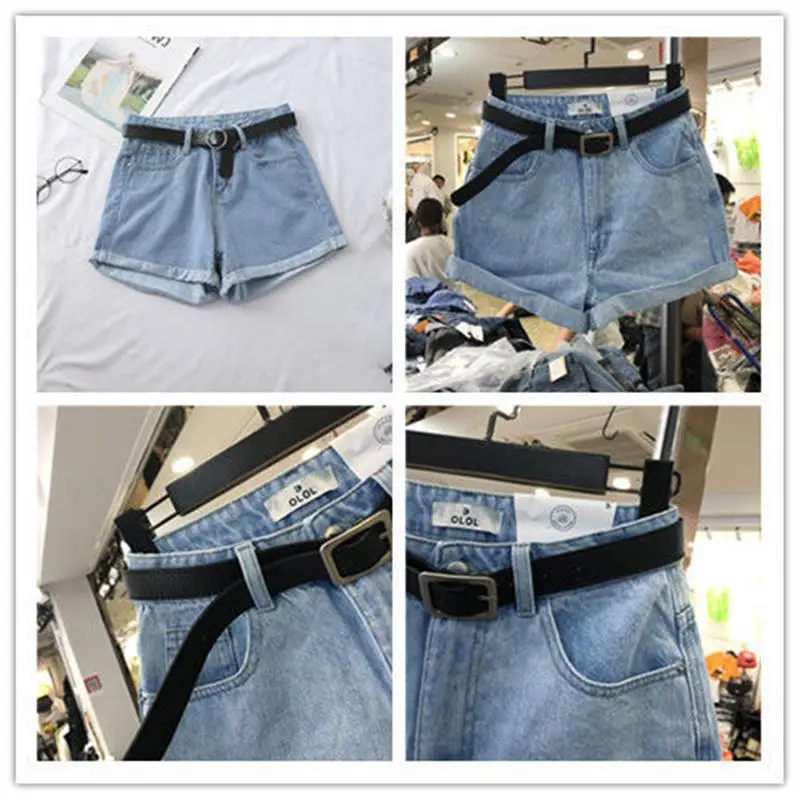 Women Denim Shorts High Waist Curled Summer Style - Image 3