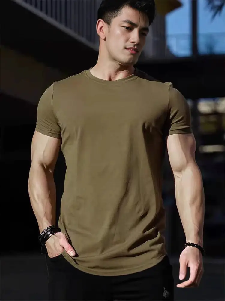 Men's Tight Blue T-Shirt Short Sleeve Sports Fitness - Image 16