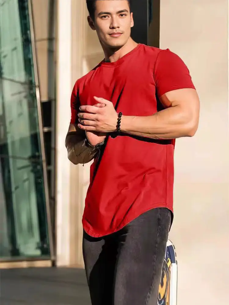 Men's Tight Blue T-Shirt Short Sleeve Sports Fitness - Image 18