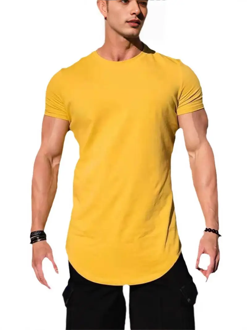 Men's Tight Blue T-Shirt Short Sleeve Sports Fitness - Image 20