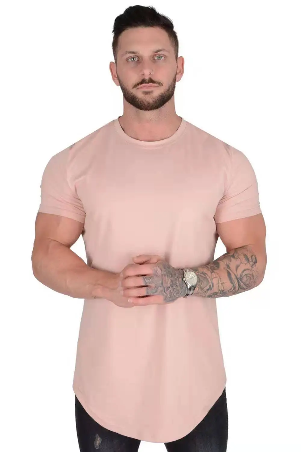 Men's Tight Blue T-Shirt Short Sleeve Sports Fitness - Image 3