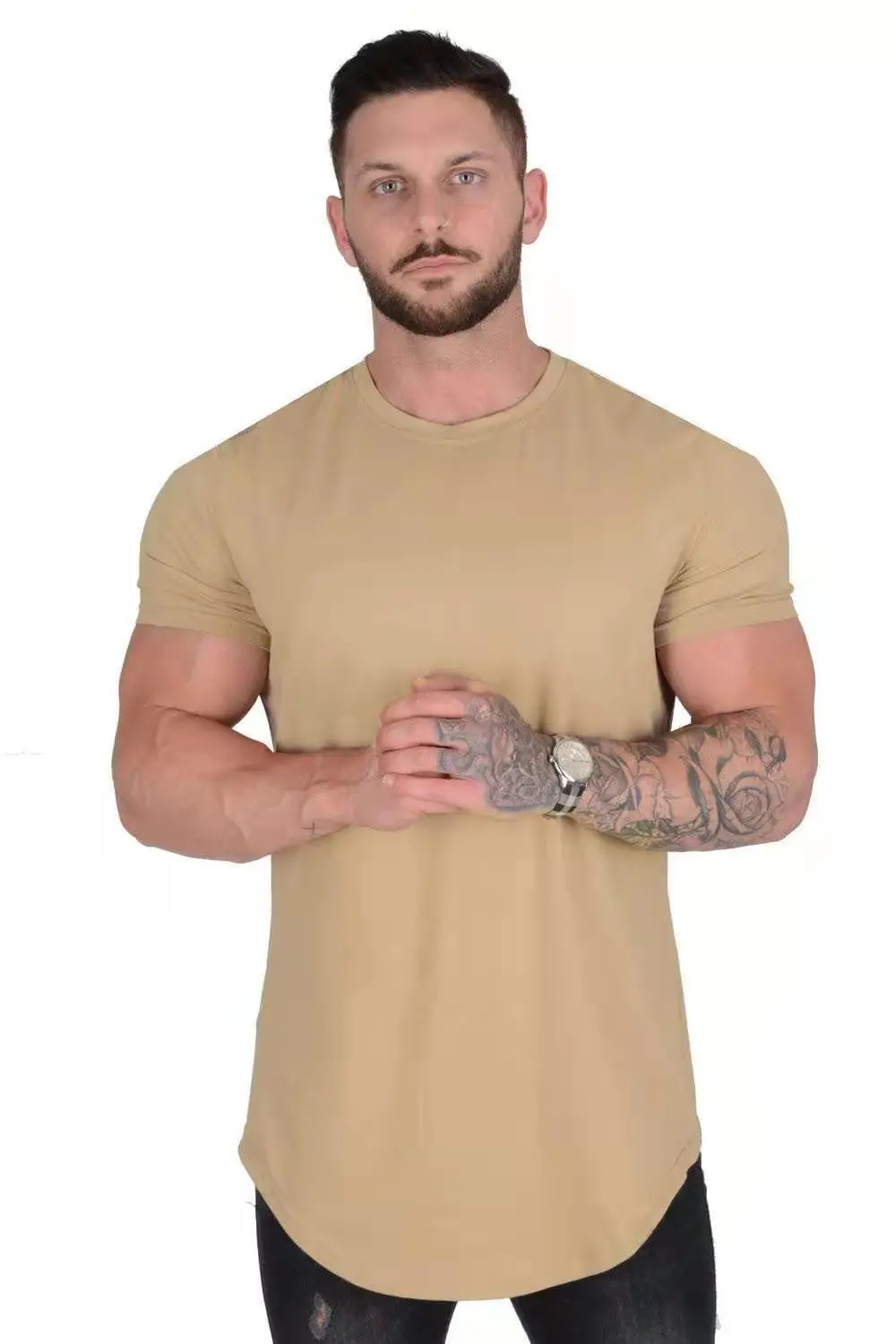 Men's Tight Blue T-Shirt Short Sleeve Sports Fitness - Image 2