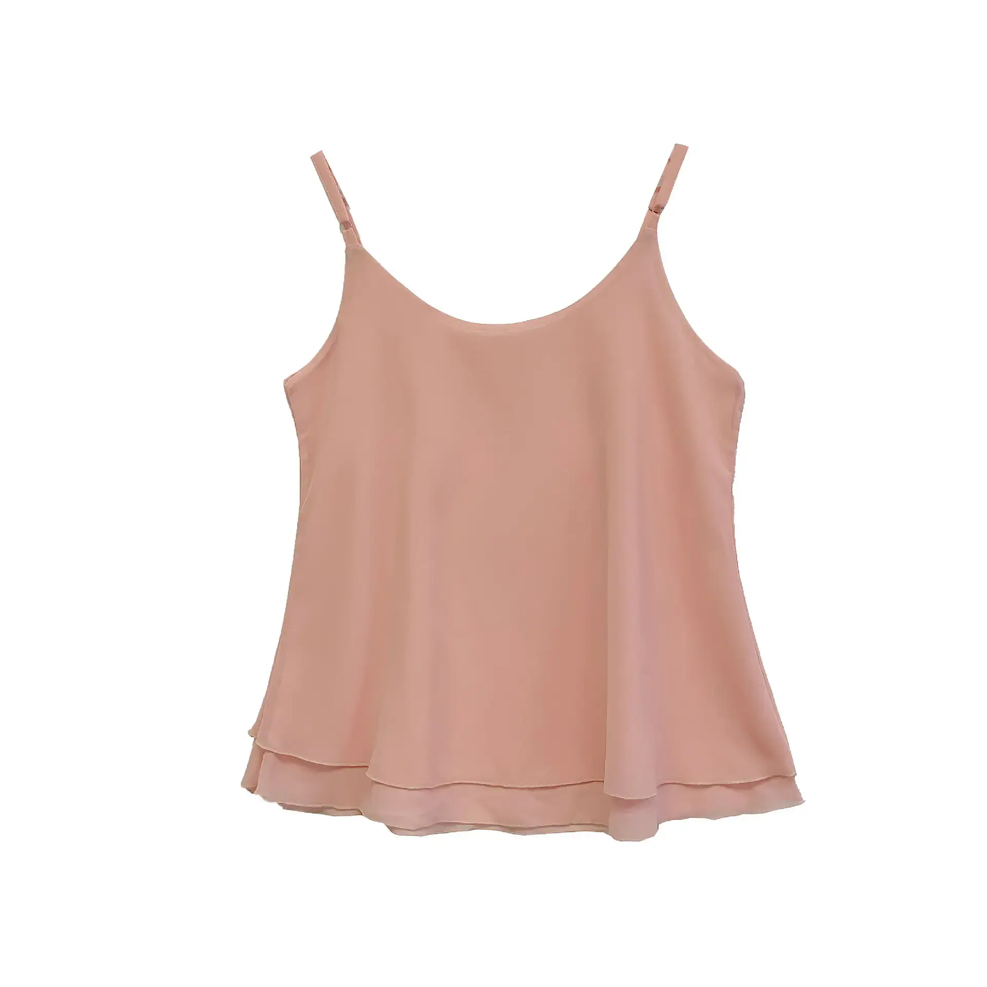 2025 Spring Chiffon Vest Fat Girl Fake Two-Piece Loose Camisole