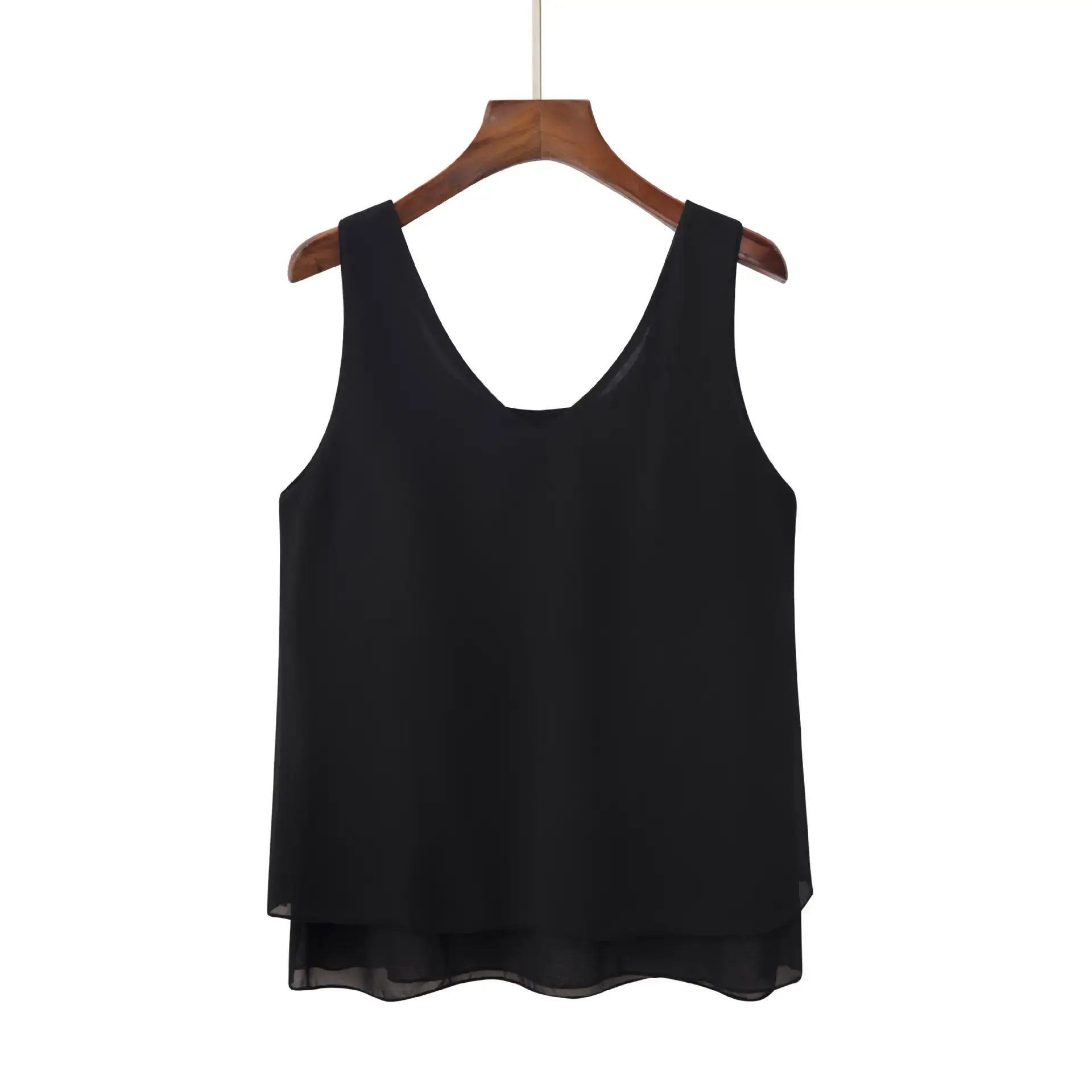 2025 Spring Chiffon Vest Fat Girl Fake Two-Piece Loose Camisole