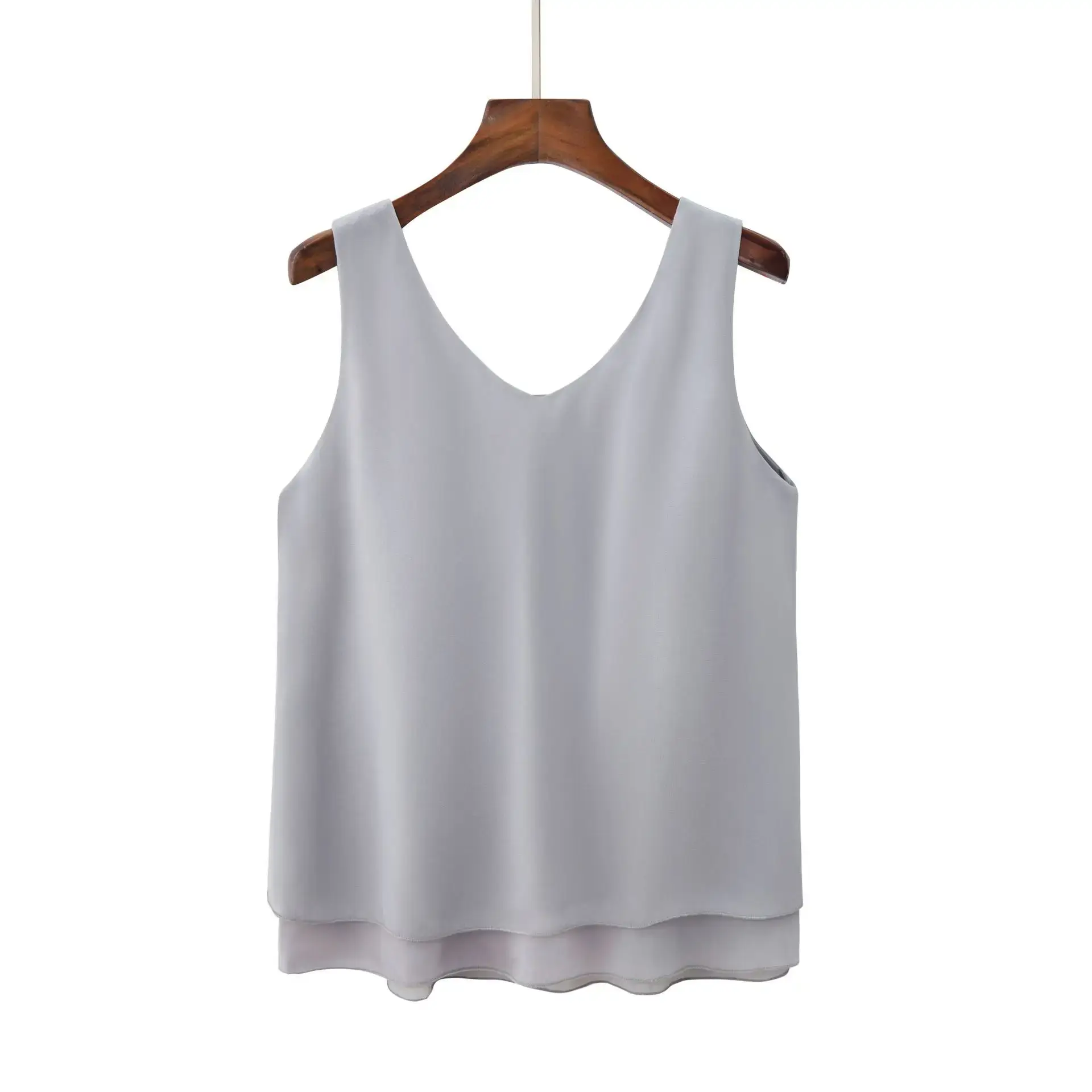 2025 Spring Chiffon Vest Fat Girl Fake Two-Piece Loose Camisole