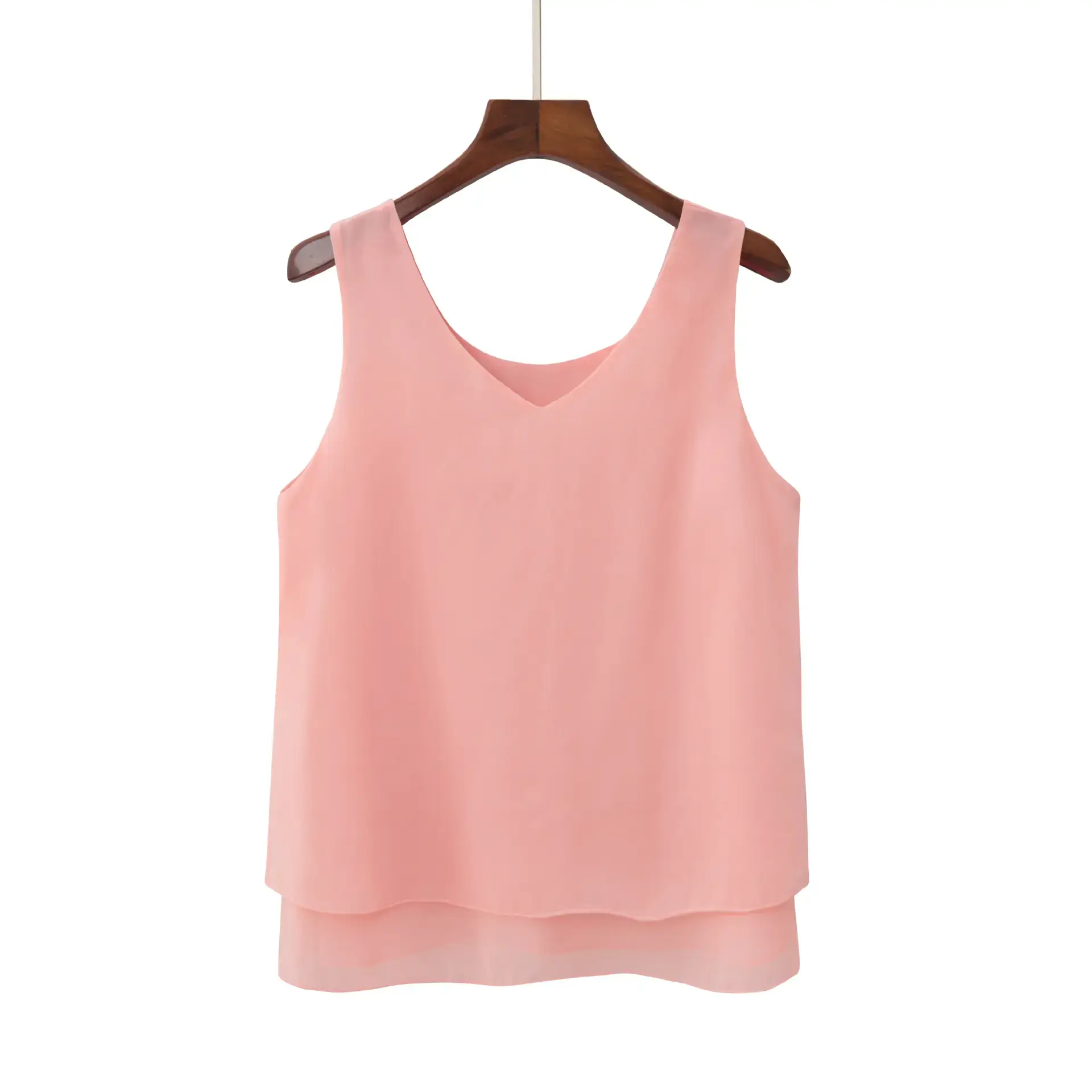 2025 Spring Chiffon Vest Fat Girl Fake Two-Piece Loose Camisole