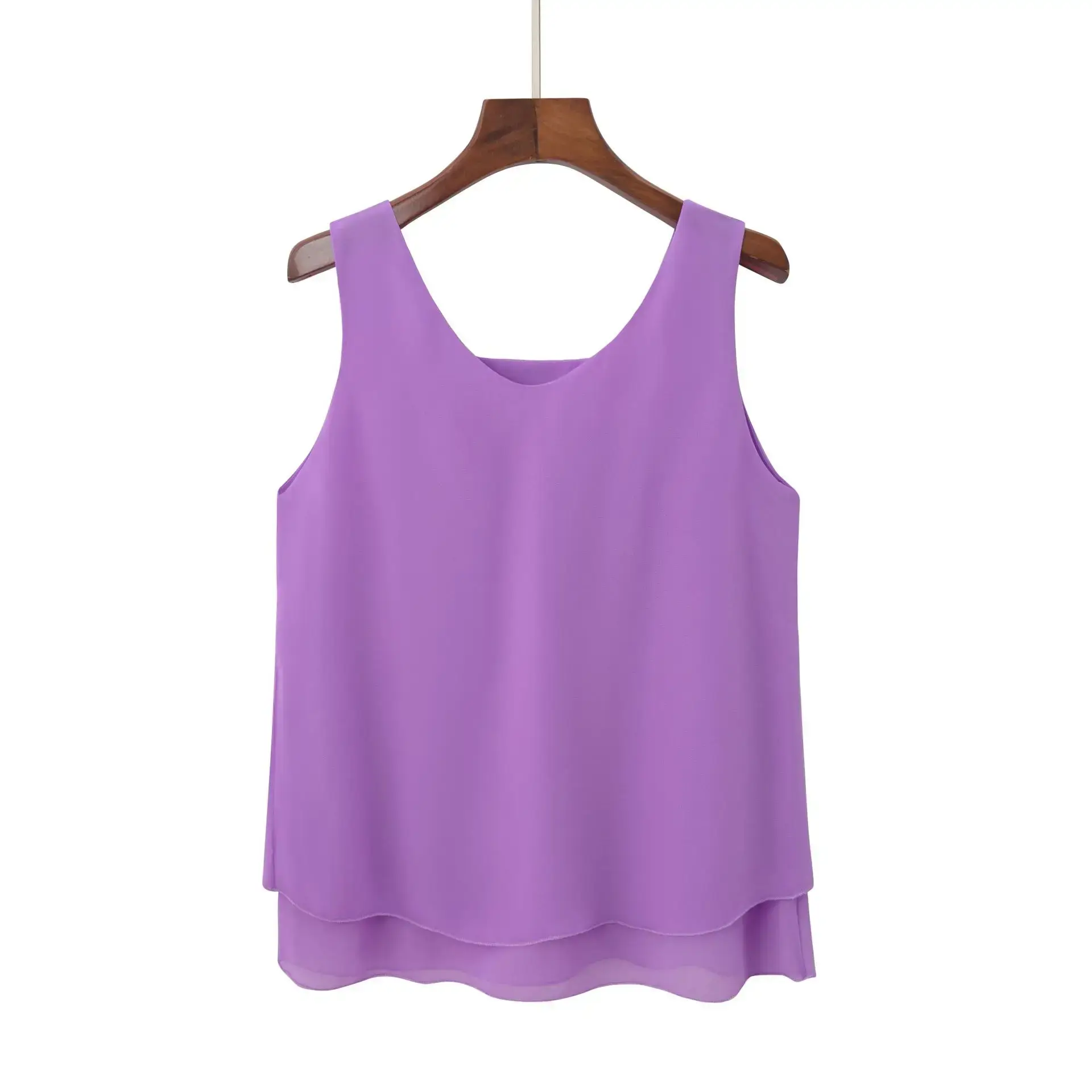 2025 Spring Chiffon Vest Fat Girl Fake Two-Piece Loose Camisole