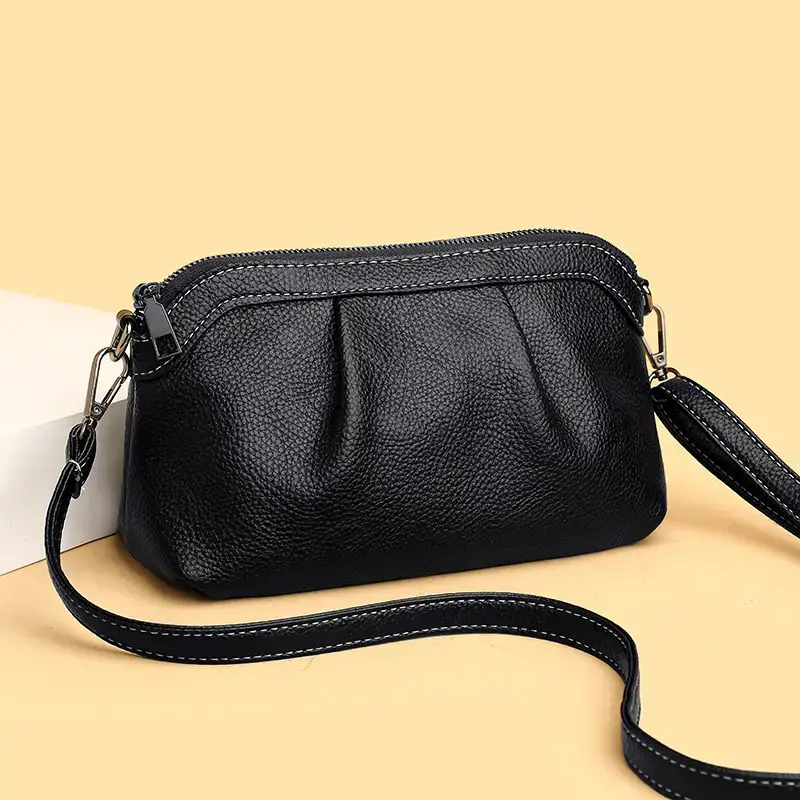 Black Crossbody Bag for Women Korean Style Soft Leather - Image 6