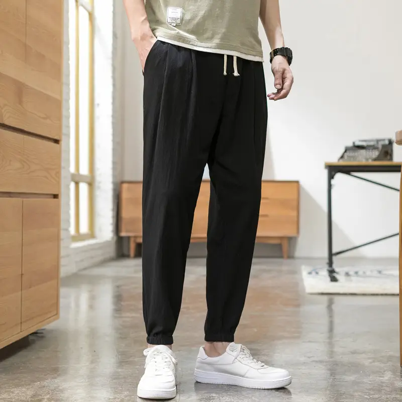 Men Linen Casual Pants Loose Fit Sports Pants - Image 8