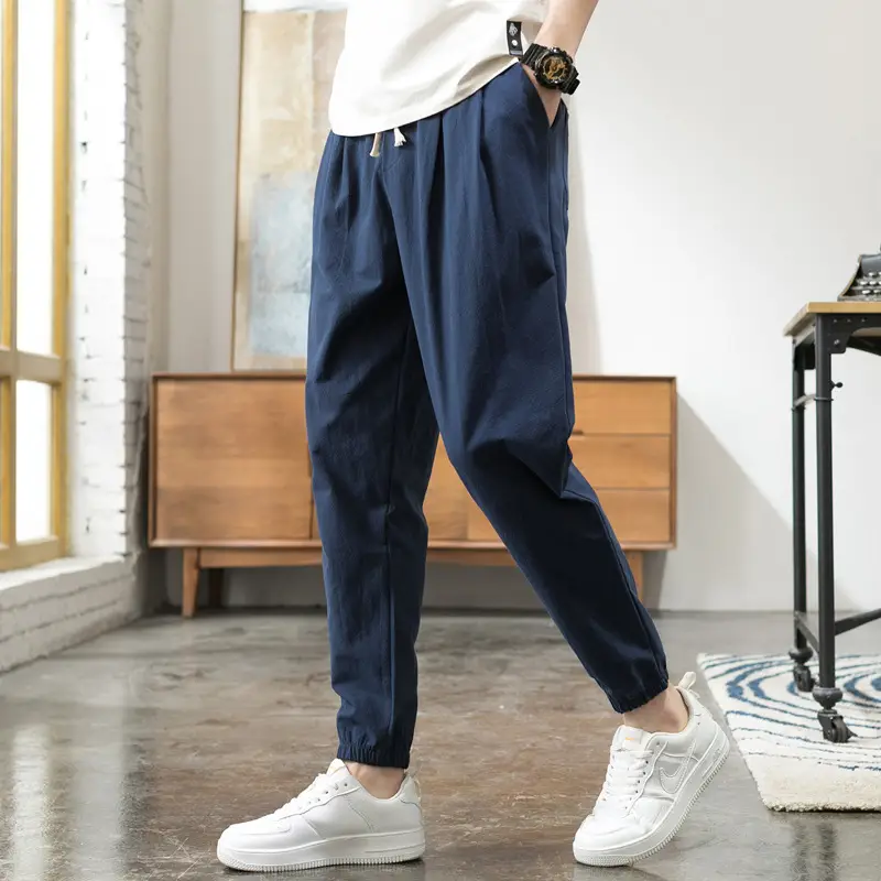 Men Linen Casual Pants Loose Fit Sports Pants - Image 9