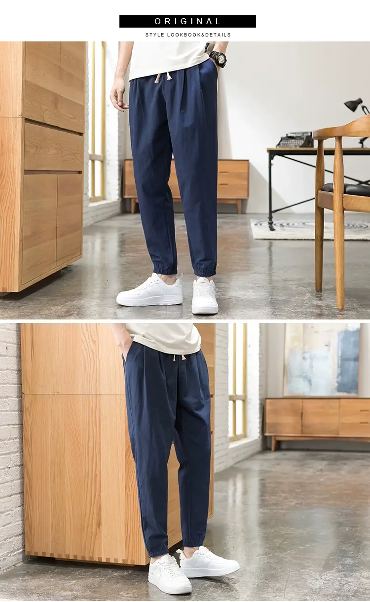 Men Linen Casual Pants Loose Fit Sports Pants — feature 10