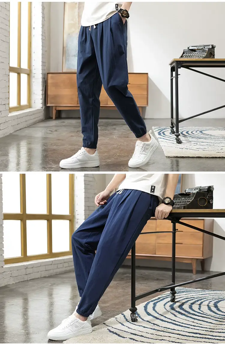 Men Linen Casual Pants Loose Fit Sports Pants — feature 11