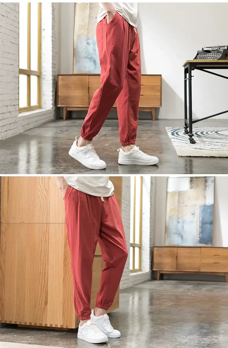 Men Linen Casual Pants Loose Fit Sports Pants — feature 13