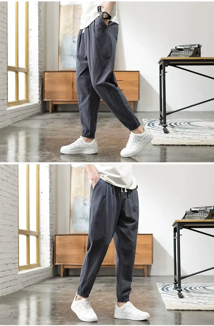 Men Linen Casual Pants Loose Fit Sports Pants — feature 15