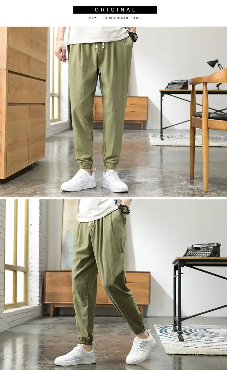 Men Linen Casual Pants Loose Fit Sports Pants — feature 16