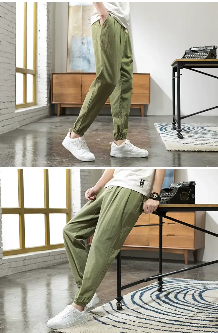 Men Linen Casual Pants Loose Fit Sports Pants — feature 17