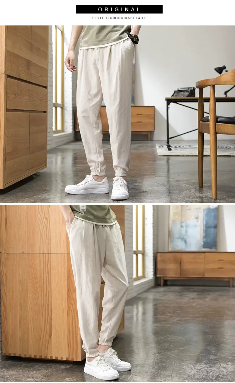 Men Linen Casual Pants Loose Fit Sports Pants — feature 18