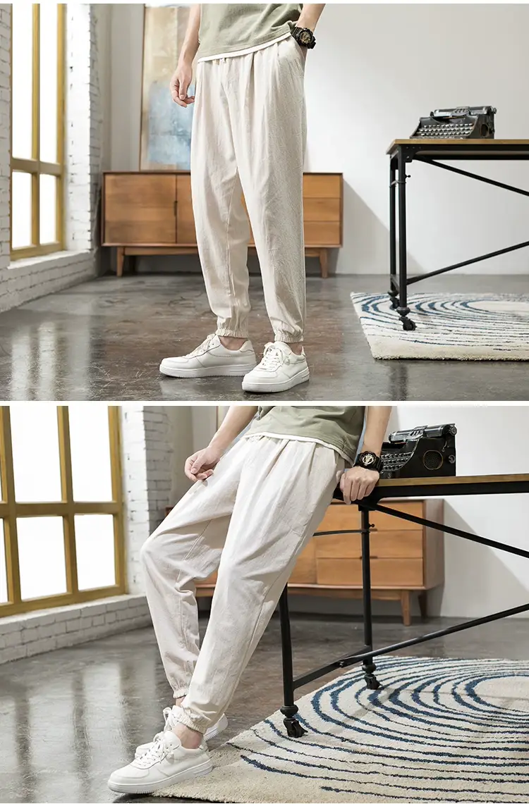 Men Linen Casual Pants Loose Fit Sports Pants — feature 19