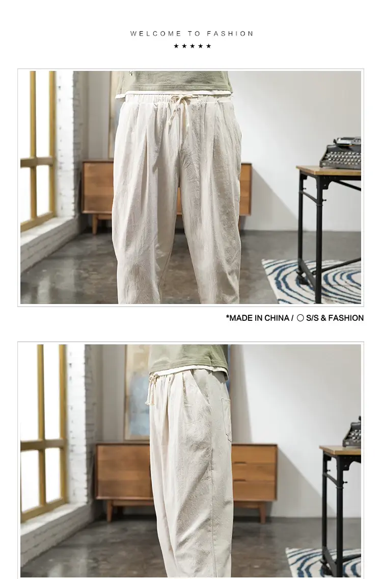 Men Linen Casual Pants Loose Fit Sports Pants — feature 20